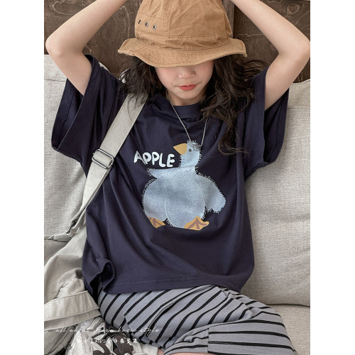 韓國童裝女童夏裝短袖T恤2025新款兒童洋氣上衣中大童夏款衣服薄t