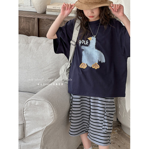 韓國童裝女童夏裝短袖T恤2025新款兒童洋氣上衣中大童夏款衣服薄t