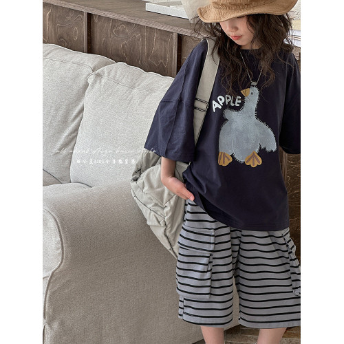 韓國童裝女童夏裝短袖T恤2025新款兒童洋氣上衣中大童夏款衣服薄t