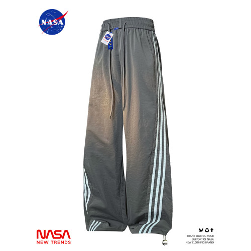 NASA褲子男款直筒寬松濶腿褲2025新款夏季薄款運動褲速乾休閒長褲