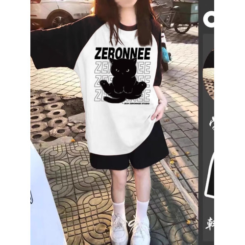 Next Alice女童短袖T恤2025夏季新款運動女孩短褲寬松百搭兩件套