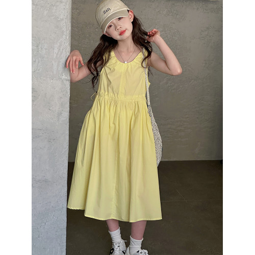 女童連衣裙夏季新款女大童夏裝裙子洋氣棉布裙女孩收腰休閒長裙潮