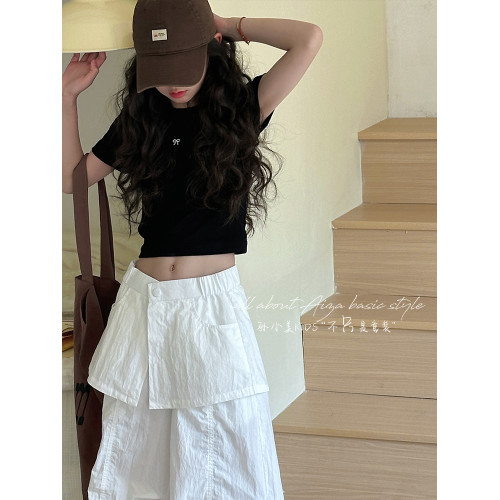 孫小美kids 韓系女童短袖T恤2025新款夏裝兒童短款上衣修身打底衫