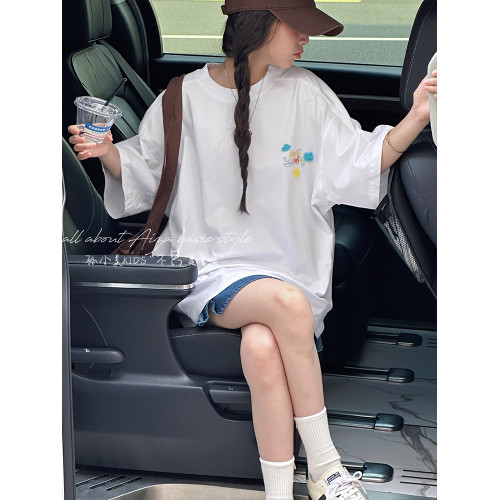 孫小美kids 潮流塗鴉女童夏裝T恤短袖2025新款兒童上衣寬鬆半袖薄