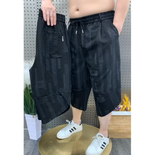 夏季男士天絲棉大褲衩寬松涼爽哈倫中年透氣短褲絲麻七分褲濶腿褲