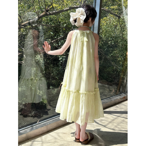女童連衣裙夏裝2025新款洋氣兒童公主裙夏季女孩吊帶裙雪紡沙灘裙