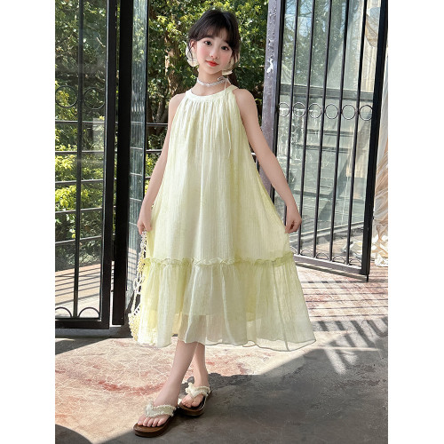 女童連衣裙夏裝2025新款洋氣兒童公主裙夏季女孩吊帶裙雪紡沙灘裙