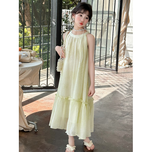 女童連衣裙夏裝2025新款洋氣兒童公主裙夏季女孩吊帶裙雪紡沙灘裙
