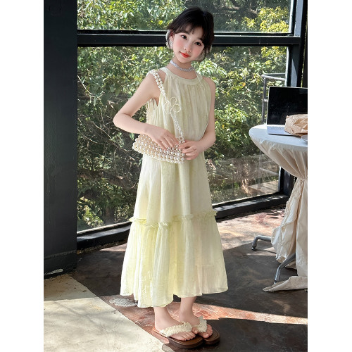 女童連衣裙夏裝2025新款洋氣兒童公主裙夏季女孩吊帶裙雪紡沙灘裙