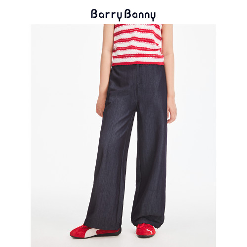 BarryBanny女童牛仔長褲2025夏季新款兒童休閒直筒褲彈力水洗褲