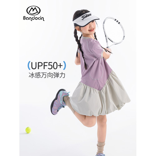 半度閒女童運動網球蓬蓬裙夏季薄款2025新款女孩涼感連衣裙夏裝潮
