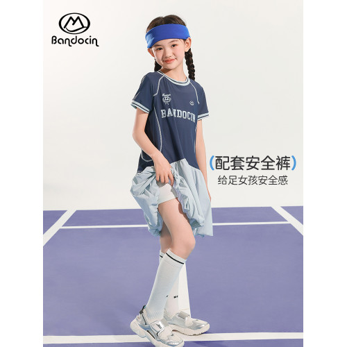 半度閒女童運動網球蓬蓬裙夏季薄款2025新款女孩涼感連衣裙夏裝潮