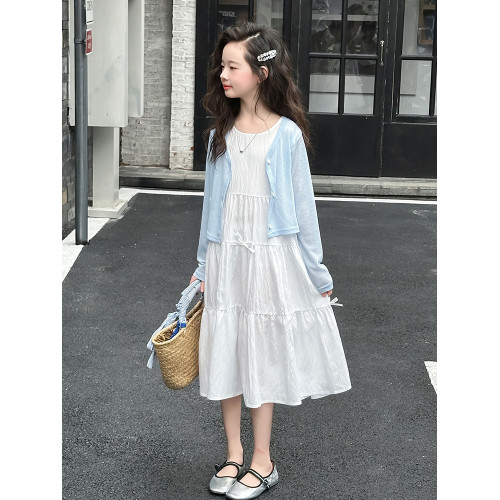 親子裝連衣裙夏季女童超洋氣女孩兒童夏裝女大童公主背心裙子套裝