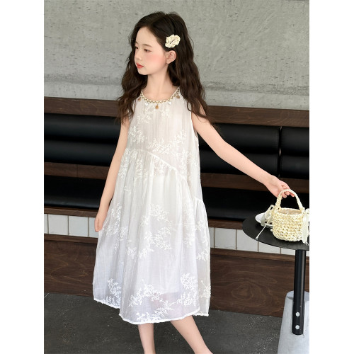 女童夏裝連衣裙2025新款兒童洋氣夏季無袖裙子女孩度假風吊帶裙潮