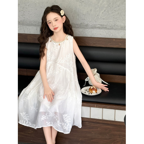 女童夏裝連衣裙2025新款兒童洋氣夏季無袖裙子女孩度假風吊帶裙潮