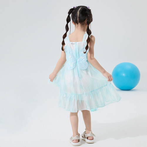 歌瑞家25夏季女童吊帶中長款連衣裙炫彩漸變色公主裙女孩裙子樂友