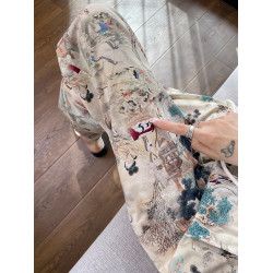 高級國風濶腿褲女夏薄款高腰寬松直筒褲小個子九分個性涼感休閒褲