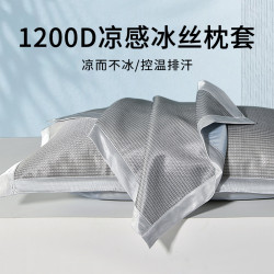 FLER 涼感枕頭套1200D夏季冰絲枕套一對裝家用冰絲枕套枕巾高級感