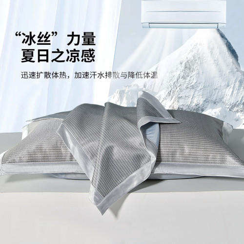 FLER 涼感枕頭套1200D夏季冰絲枕套一對裝家用冰絲枕套枕巾高級感