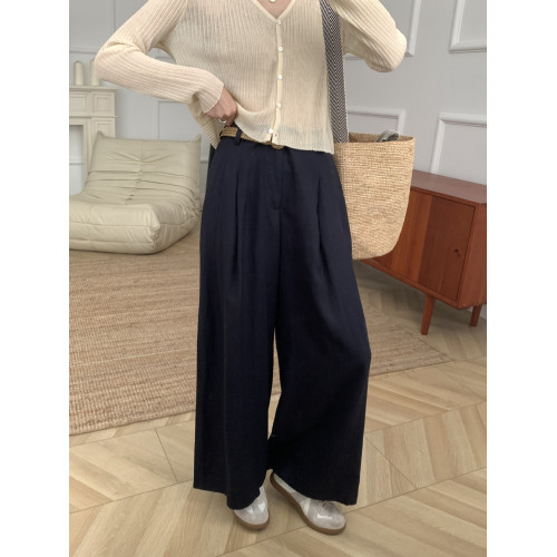 慵懶調調！天絲棉氣場休閒濶腿褲女直筒濶腿寬松舒適長褲百搭顯瘦