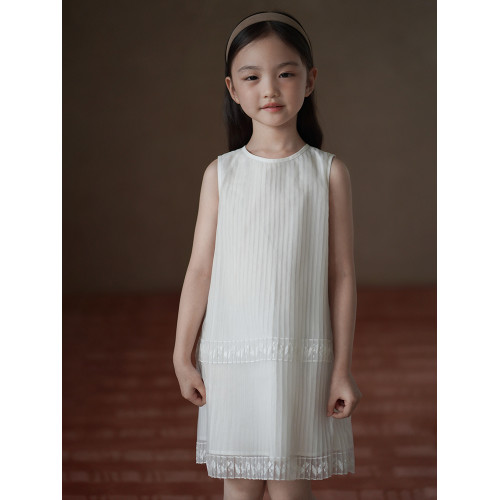 哈齒童裝兒童夏裝25新款氣質文藝百褶裙女童背心裙親子連衣裙女孩