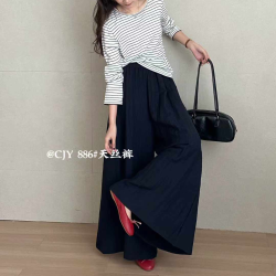 程錦洋 夏季新款原創慵嬾垂墜感時尚休閒寬鬆氣質百搭濶腿褲裙886