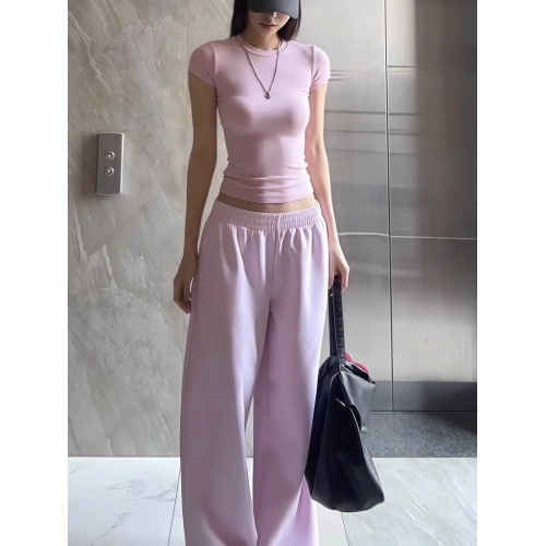 【趙露思雲朵褲】松緊高腰休閒濶腿褲女2025夏季款辣妹寬松拖地褲