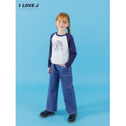 ILOVEJ韓國童裝2025秋季新款女童純棉荷葉邊下擺長袖T恤/JXFTO37