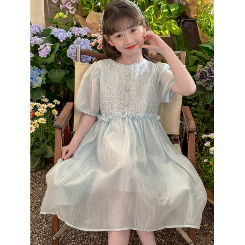 英國Next Svip藍色裙子女童連衣裙夏季薄款2025新款兒童公主裙子