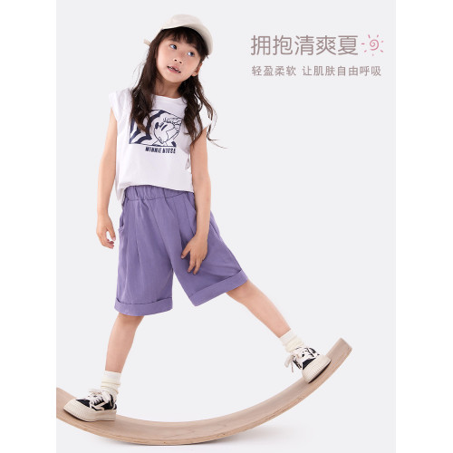 玉桂狗女童短褲夏季薄兒童褲子25新女孩五分褲大童外穿休閒運動褲