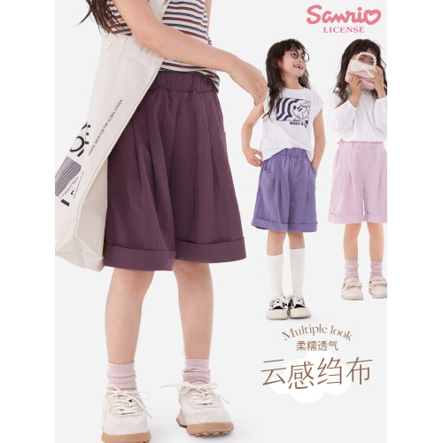 玉桂狗女童短褲夏季薄兒童褲子25新女孩五分褲大童外穿休閒運動褲