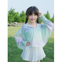 新款女童涼感防曬服輕薄透氣防紫外線冰絲外套防曬衣披肩兒童短款