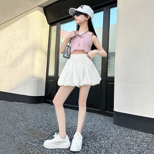 女童夏季短褲2025新款兒童洋氣花苞裙褲中大童女孩夏裝休閒褲子潮