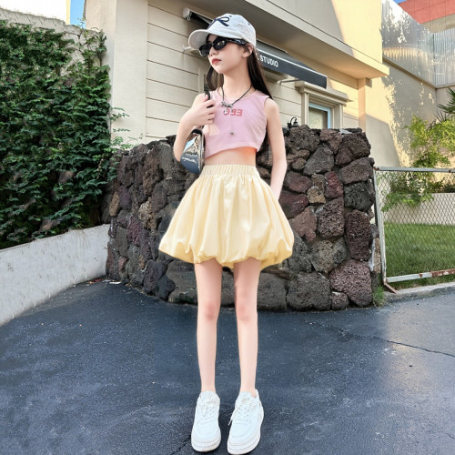 女童夏季短褲2025新款兒童洋氣花苞裙褲中大童女孩夏裝休閒褲子潮