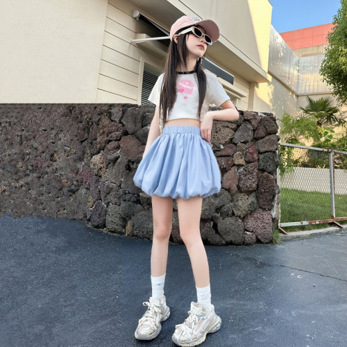 女童夏季短褲2025新款兒童洋氣花苞裙褲中大童女孩夏裝休閒褲子潮