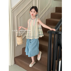 波拉韓女童襯衫2025新款兒童夏季小女孩雪紡襯衣中大童甜美娃娃衫