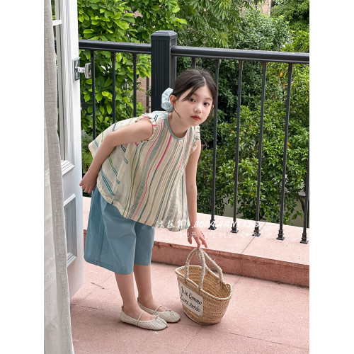 波拉韓女童襯衫2025新款兒童夏季小女孩雪紡襯衣中大童甜美娃娃衫