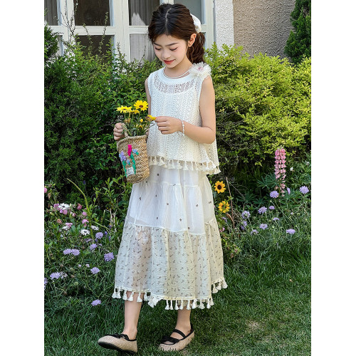 英國Next Svip藍色裙子女童連衣裙夏裝2025新款套裝夏季大童長裙