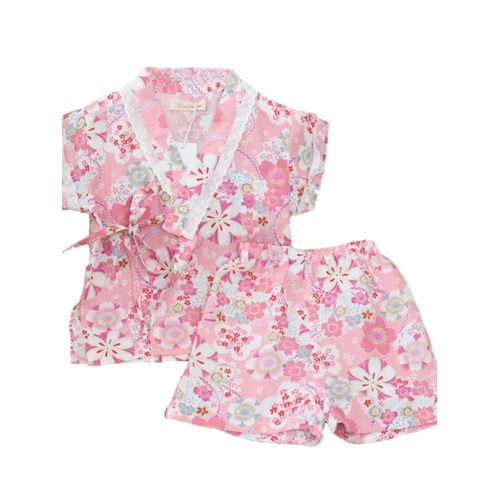 夏薄純棉紗布兒童寶寶女童親子汗蒸服短袖全棉桑拿和服家居服睡衣