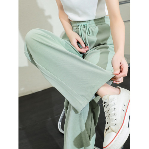 冰絲黑色濶腿褲女褲子春夏季薄款2025新款窄版寬松直筒休閒褲垂感
