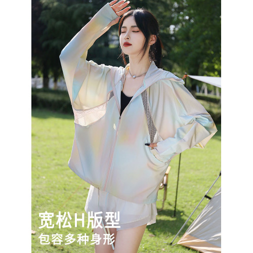 防曬衣女2025新款夏季冰絲防紫外線薄寬松專業UPF100+戶外防曬服