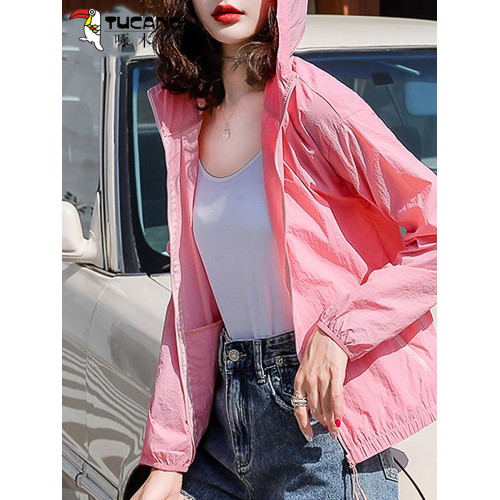 啄木鳥連帽防曬衣女款夏季2025新款戶外騎行輕薄透氣防曬服薄外套