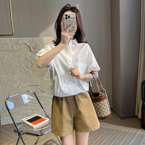 女童純棉短褲2025夏季新款12嵗中大童外穿濶腿褲白色休閒五分褲子