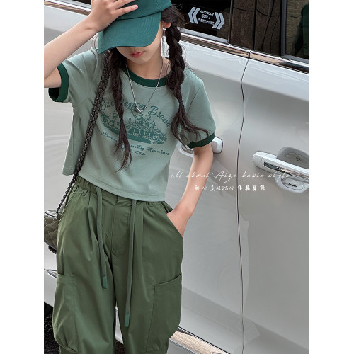 韓國童裝女童短款上衣兒童短袖T恤夏裝2025新款女大童夏季衣服潮t