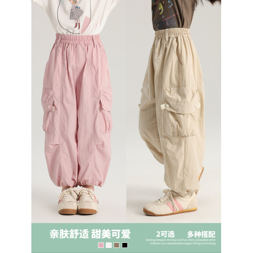 沫沫家夏裝兒童薄款工裝褲2025夏季新款女童洋氣褲子休閒防蚊褲