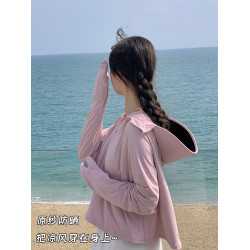 UPF50+涼感原紗防曬衣戶外出行防紫外線黑膠帽簷手套款透氣女夏季