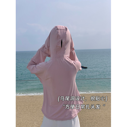 UPF50+涼感原紗防曬衣戶外出行防紫外線黑膠帽簷手套款透氣女夏季