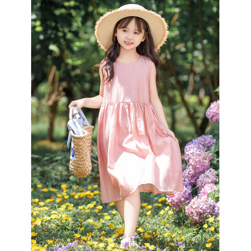 女童連衣裙夏季2025新款韓版兒童洋氣公主裙中大童沙灘裙背心裙子