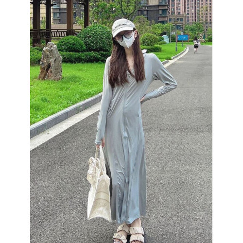 長款冰絲防曬衣外套女2024年夏季新款寬松休閒百搭戶外薄款防曬服