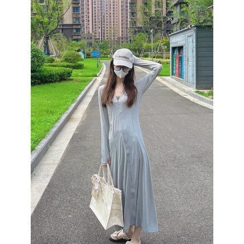 長款冰絲防曬衣外套女2024年夏季新款寬松休閒百搭戶外薄款防曬服